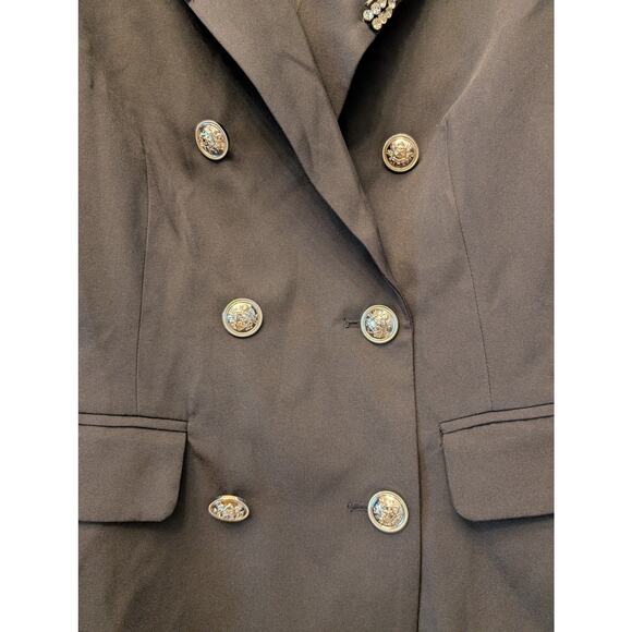 FASHION NOVA PARTY BLAZER RHINESTONES‎ BLINGED OFFICE BUTTONED SIZE L - Picture 3 of 9